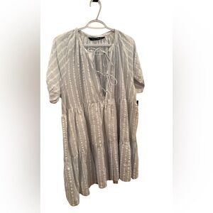 Wild Pony 100% Cotton Striped White and Blue Dress